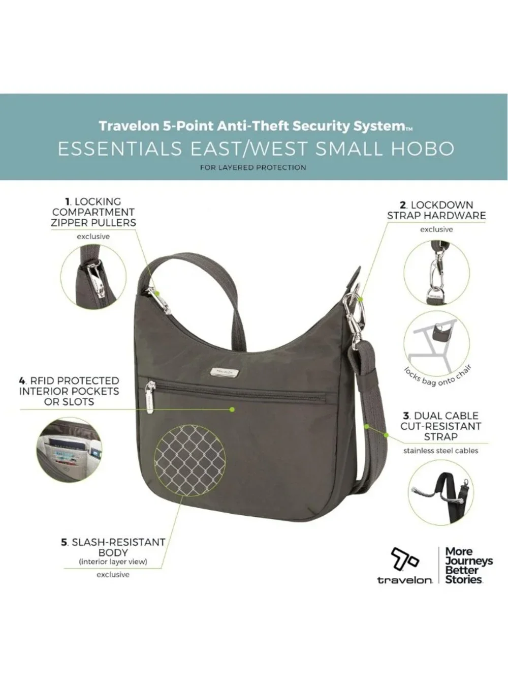 Anti-Theft East/West Hobo Bag for Travel, Stylish & Secure Everyday Tote